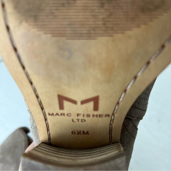 Marc Fisher Ltd taupe Dalar perforated suede ankle bootie size 6.5 - Picture 8 of 11